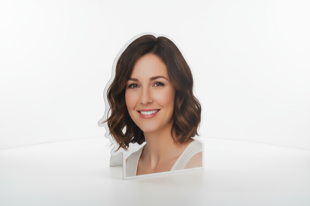 more of a persons head with a white border around it