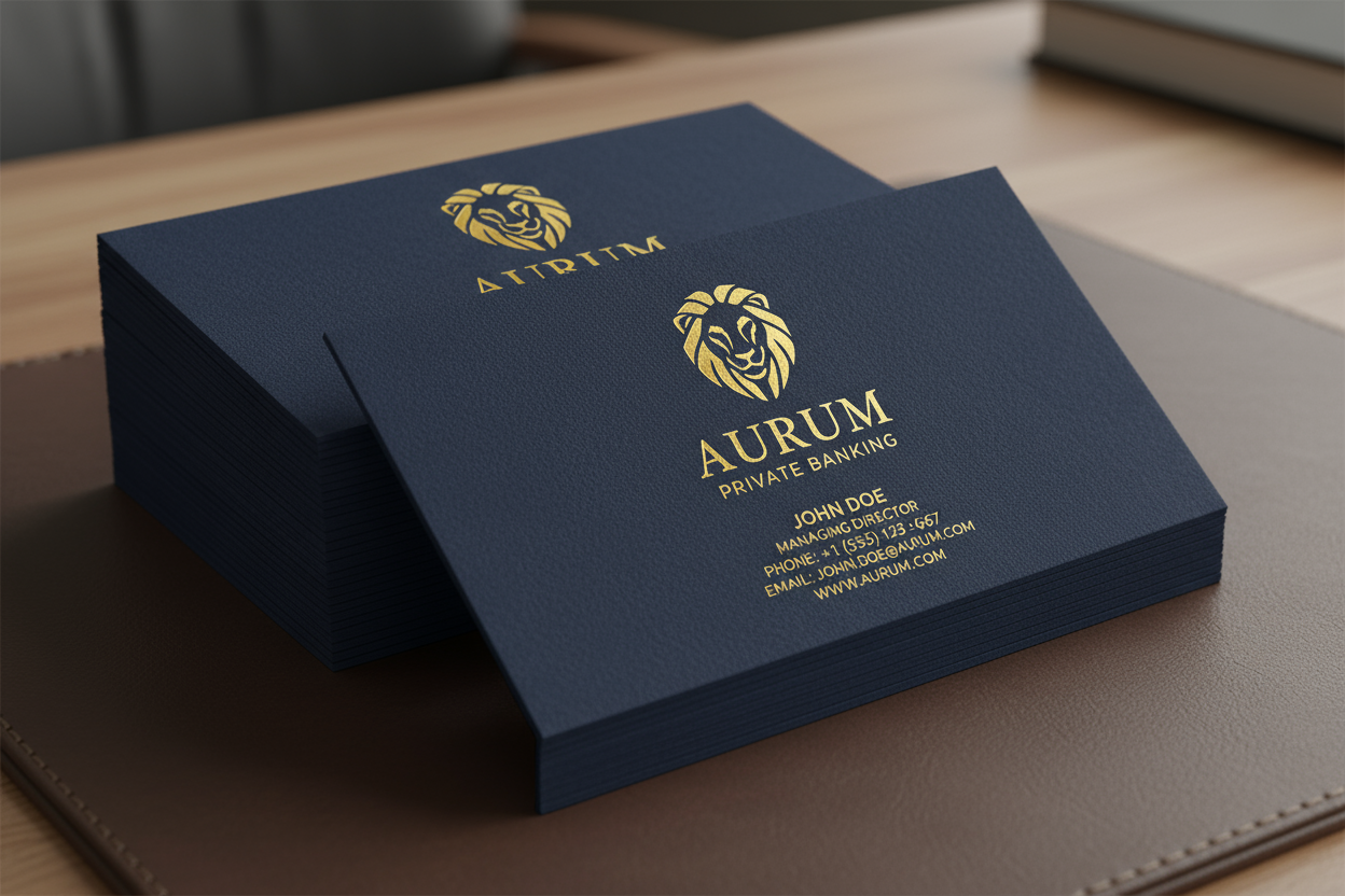 suede business cards for a bank