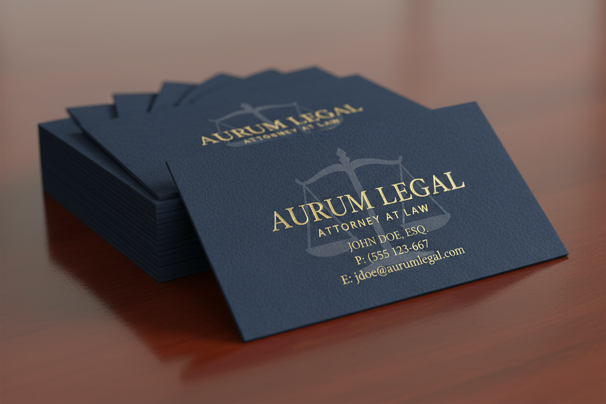 suede business cards for a law firm