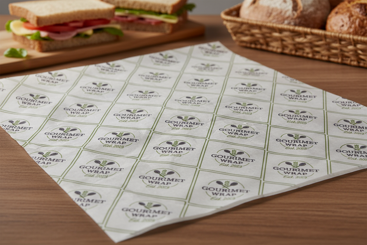 custom wax paper for a restaurant. Keep it to max 2 colors