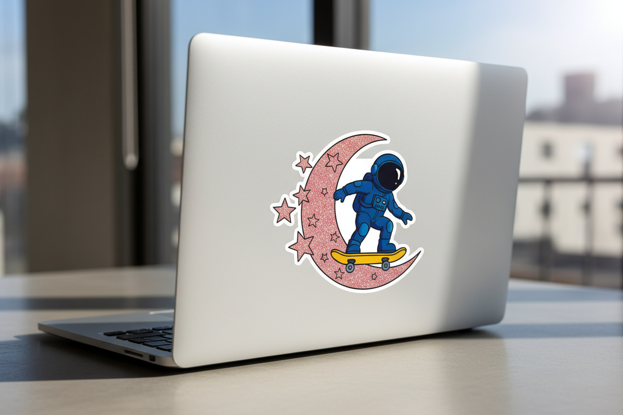 die cut decal on a laptop